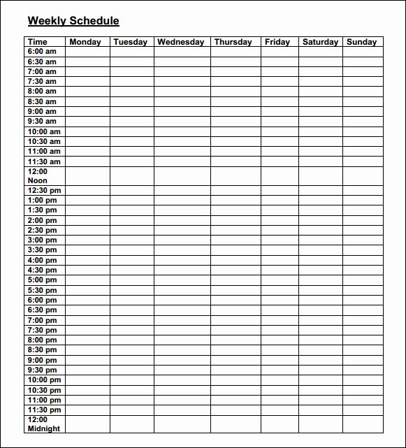 Daily Schedule Template Pdf New Weekly Schedule Template Pdf Print This