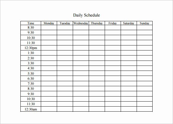 Daily Schedule Template Pdf Unique Daily Schedule Template 5 Free Word Excel Pdf