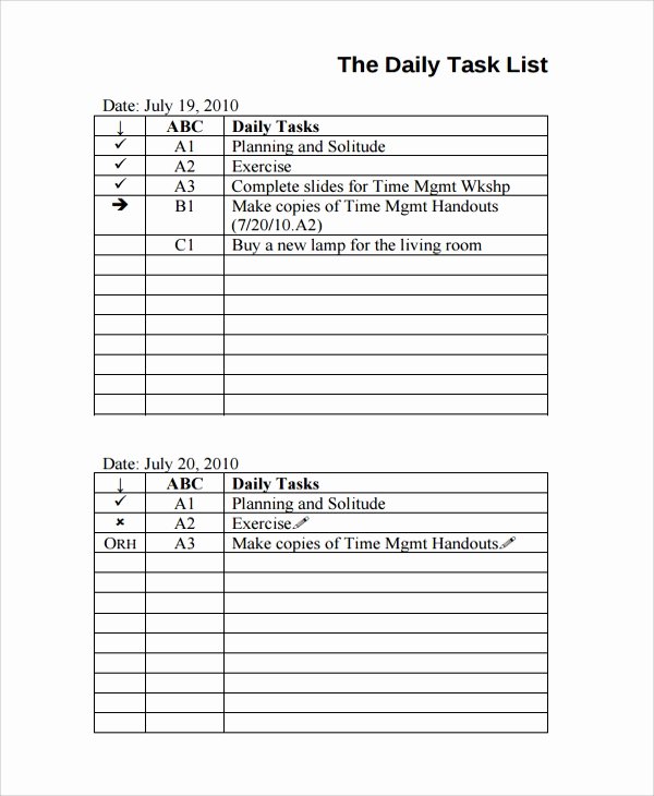 Daily Task List Template Elegant 8 Daily Task Templates