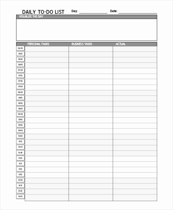 Daily Task List Template Inspirational Daily to Do List Template 7 Free Pdf Documents Download