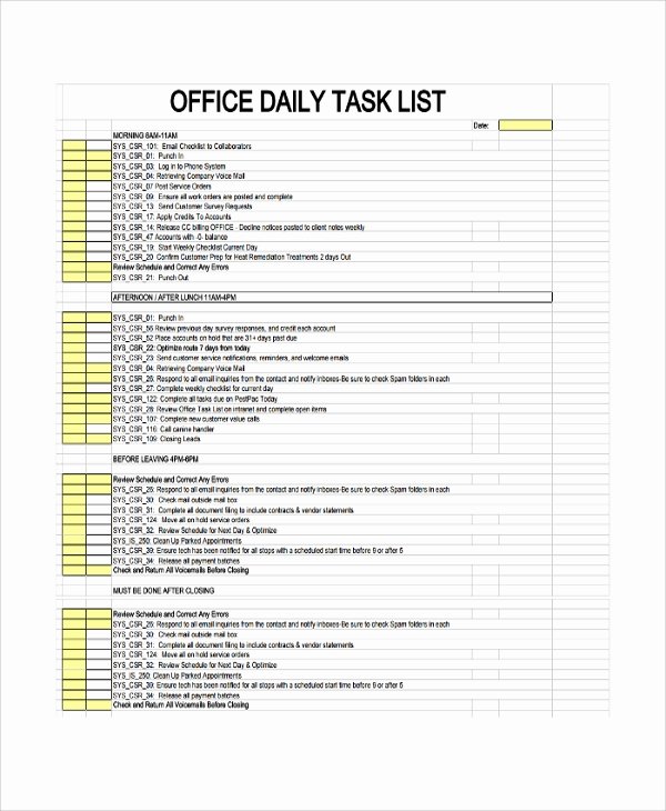 Daily Task List Template Lovely 8 Daily Task Templates