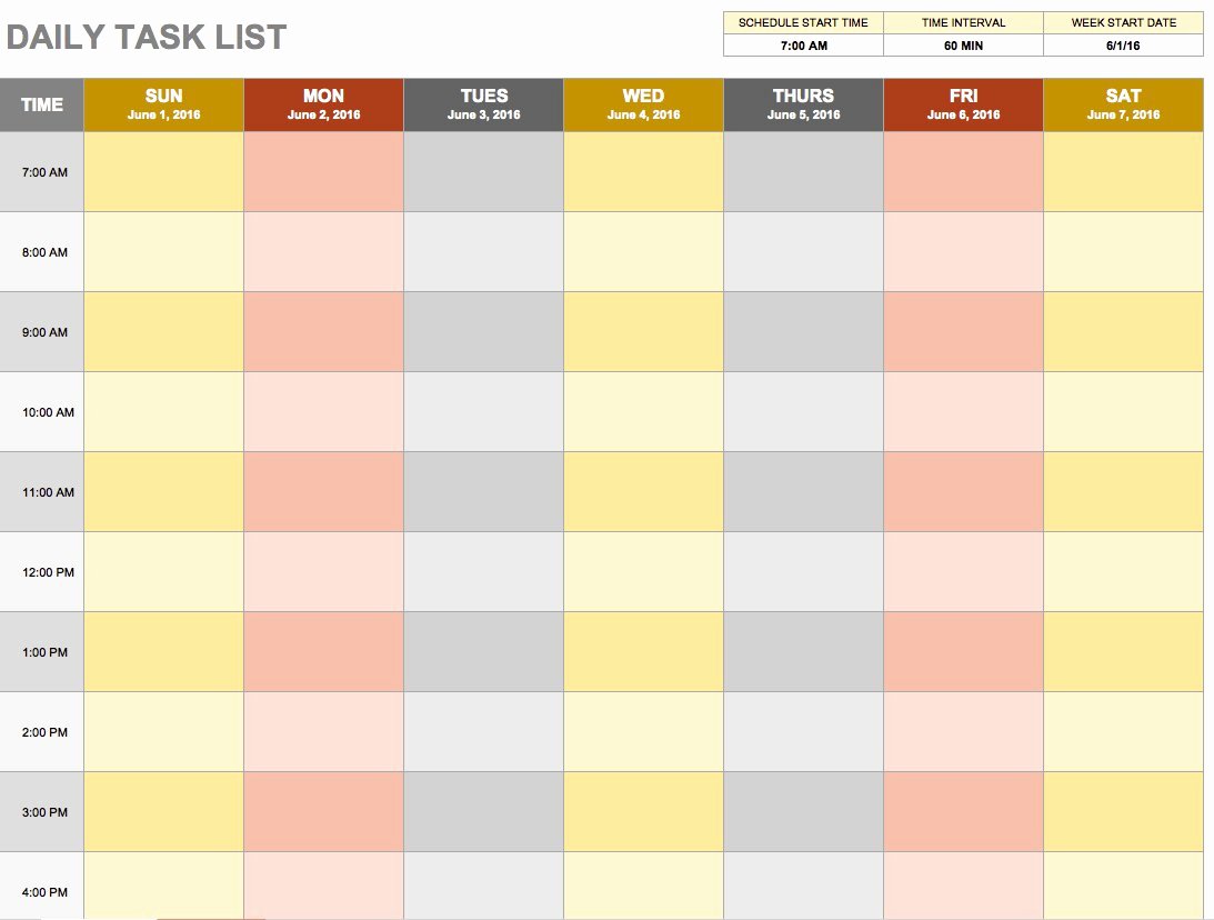 Daily Task List Template New Free Daily Schedule Templates for Excel Smartsheet