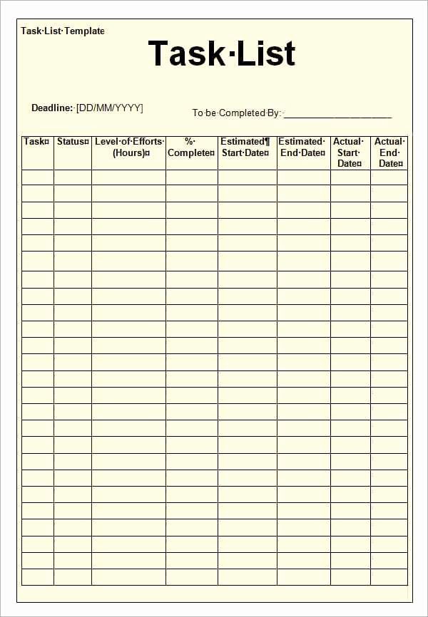 Daily Task List Template Word Lovely 12 Task List Templates Word Excel Pdf formats