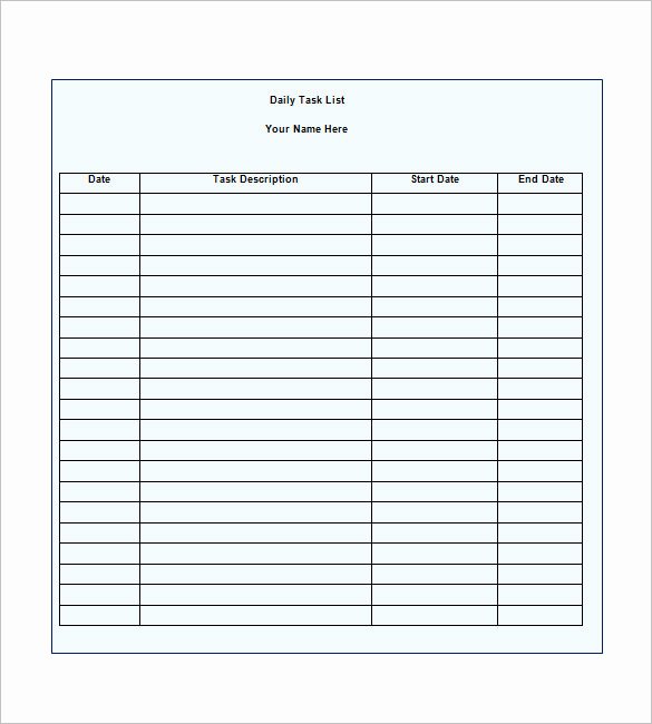 Daily Task List Template Word Luxury Task List Template 10 Free Word Excel Pdf format