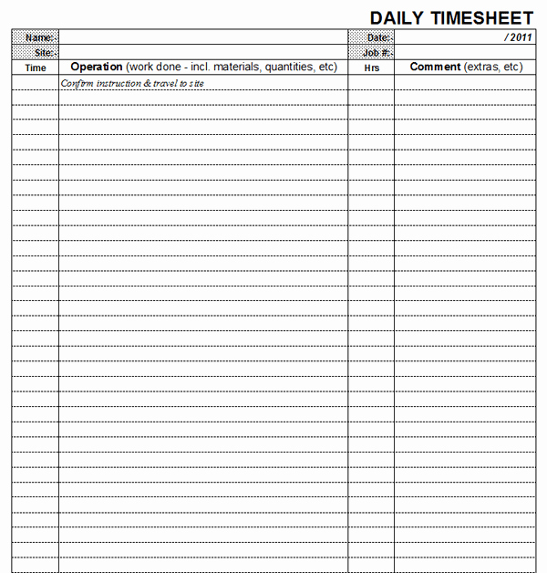 Daily Time Tracking Template Best Of Daily Timesheet Template 4