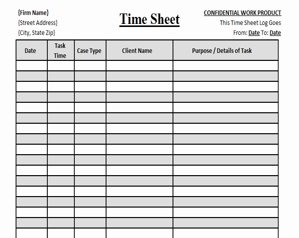 Daily Time Tracking Template Elegant Law Firm Client Time Tracking Template