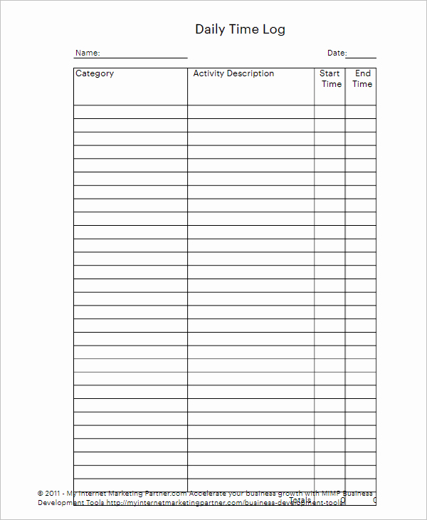 Daily Time Tracking Template Inspirational 36 Daily Log Templates Free Pdf Word Excel formats