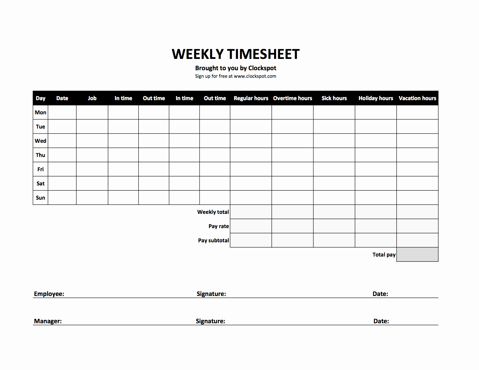 Daily Timesheet Excel Template Awesome Free Time Tracking Spreadsheets