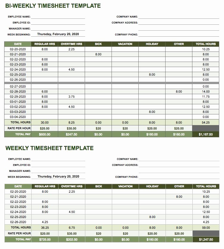 Daily Timesheet Excel Template New 17 Free Timesheet and Time Card Templates