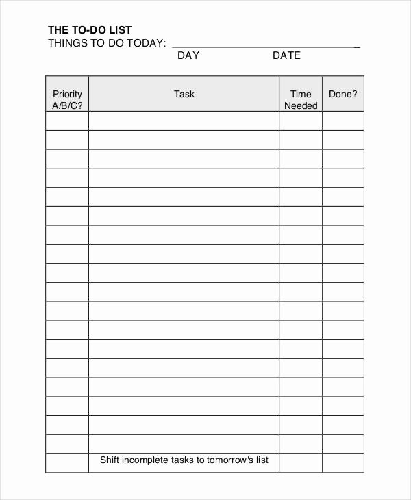 Daily todo List Template Fresh Daily to Do List Template 7 Free Pdf Documents Download