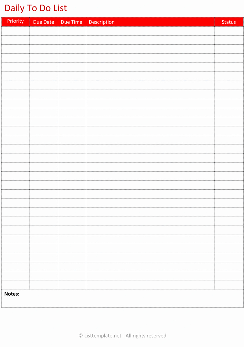 Daily todo List Template Fresh Daily to Do List Template List Templates