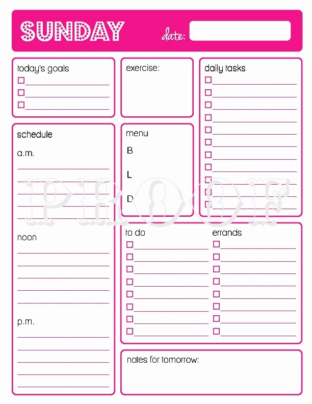 Daily todo List Template New Printable Daily Planner to Do List Goals Schedule
