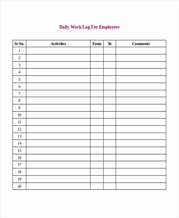 Daily Work Log Template Best Of 22 Daily Log Samples &amp; Templates