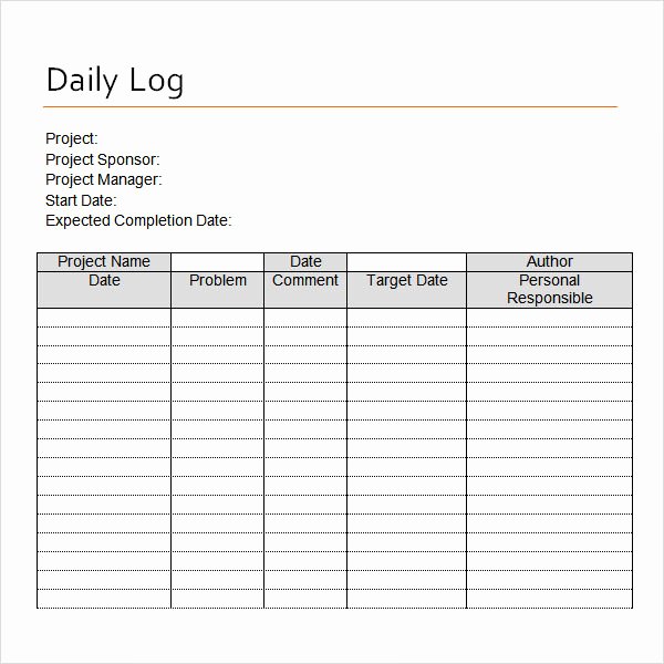 Daily Work Log Template Elegant Sample Daily Log Template 15 Free Documents In Pdf Word