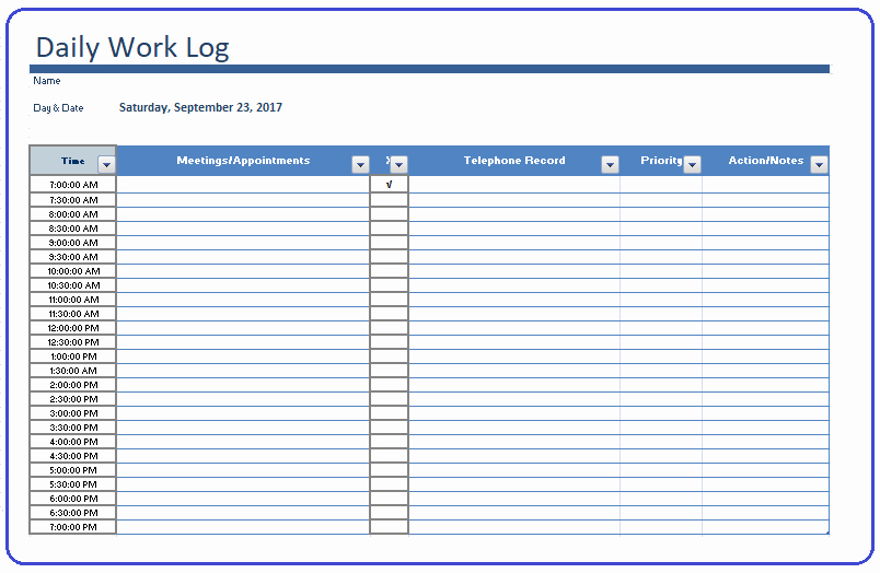 Daily Work Log Template Fresh Daily Log Template Ms Word &amp; Excel