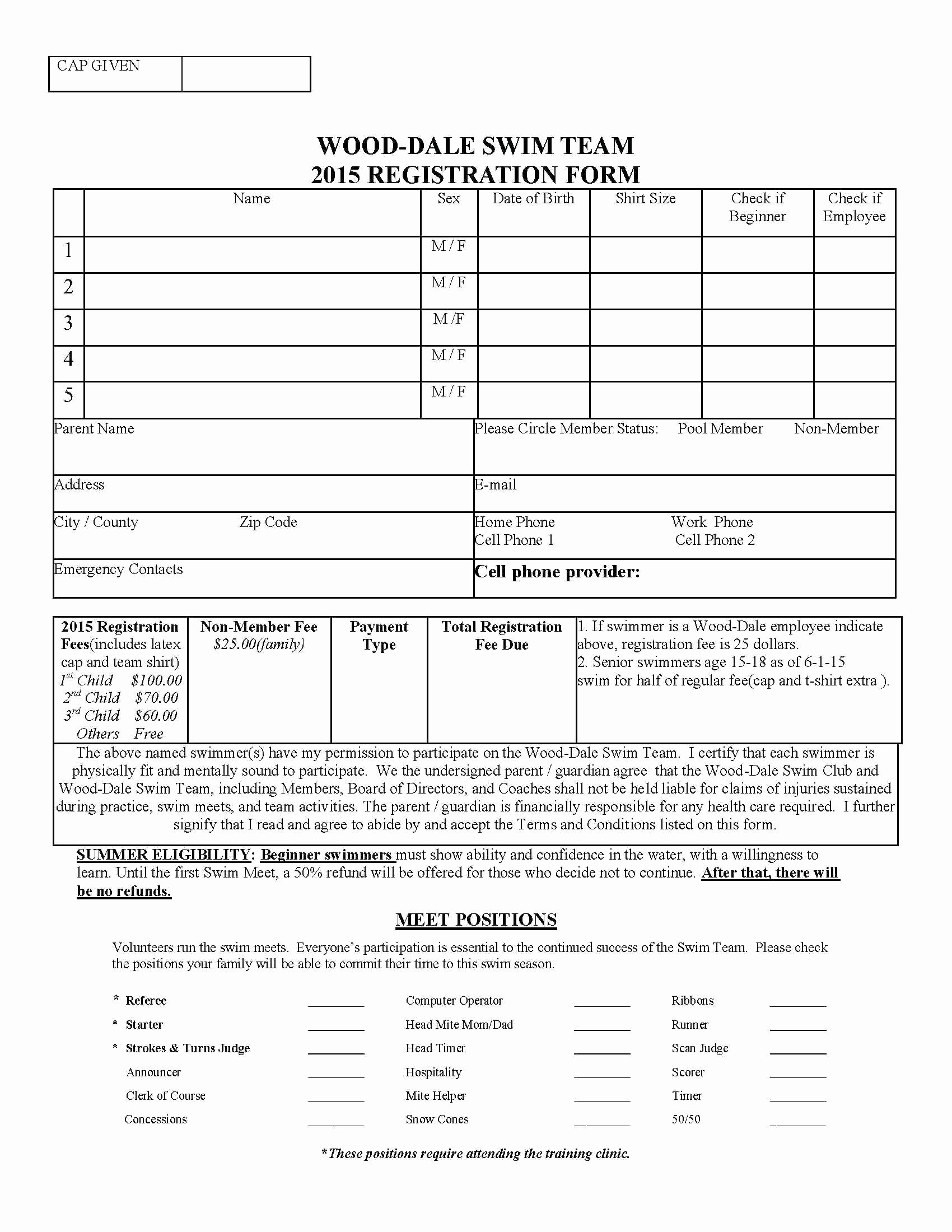 Dance Registration form Template Awesome Team Registration form Template