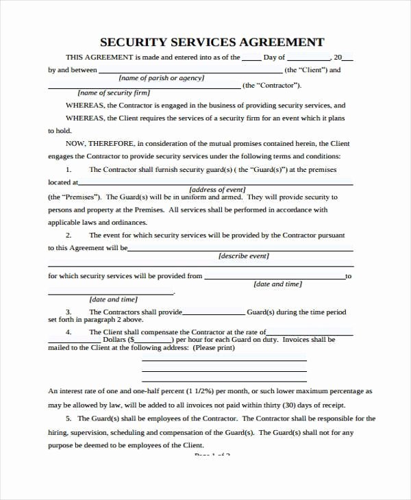 Data Security Agreement Template Fresh 10 Security Agreement form Samples Free Sample Example