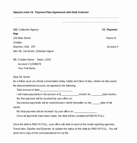 Debt Payment Plan Template Awesome Agreement Letter for Payment Printable Sponsorship Letter