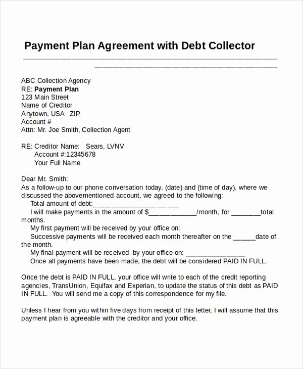 Debt Payment Plan Template New 22 Agreement Templates Free Sample Example format