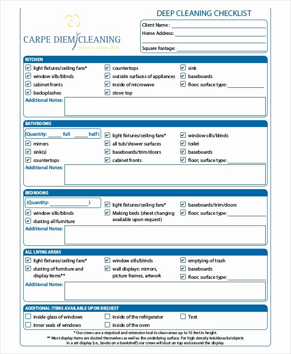 Deep Cleaning Checklist Template Beautiful House Cleaning Checklist 14 Pdf Word Documents