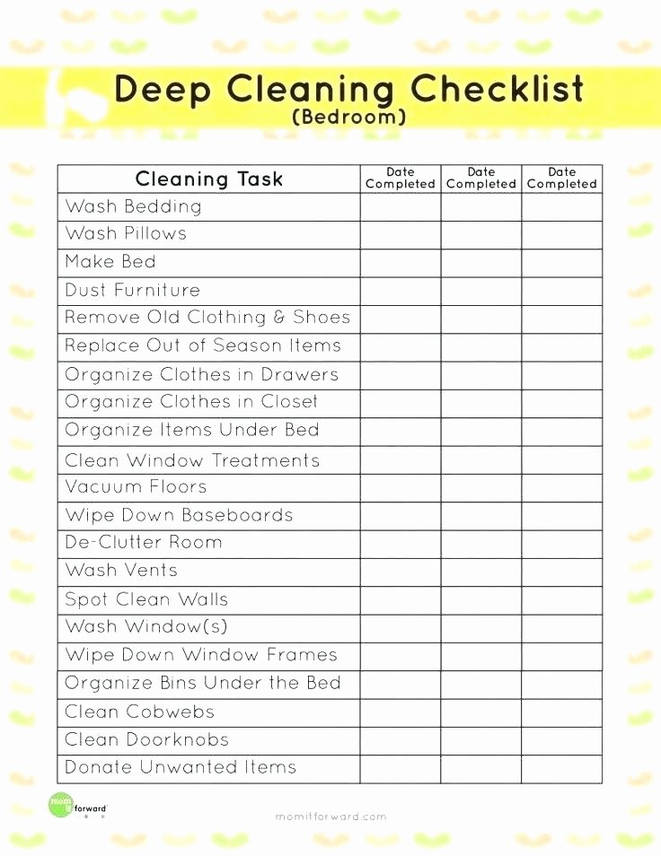 Deep Cleaning Checklist Template Elegant Cleaning House Checklist Cleaning House Tips Fice