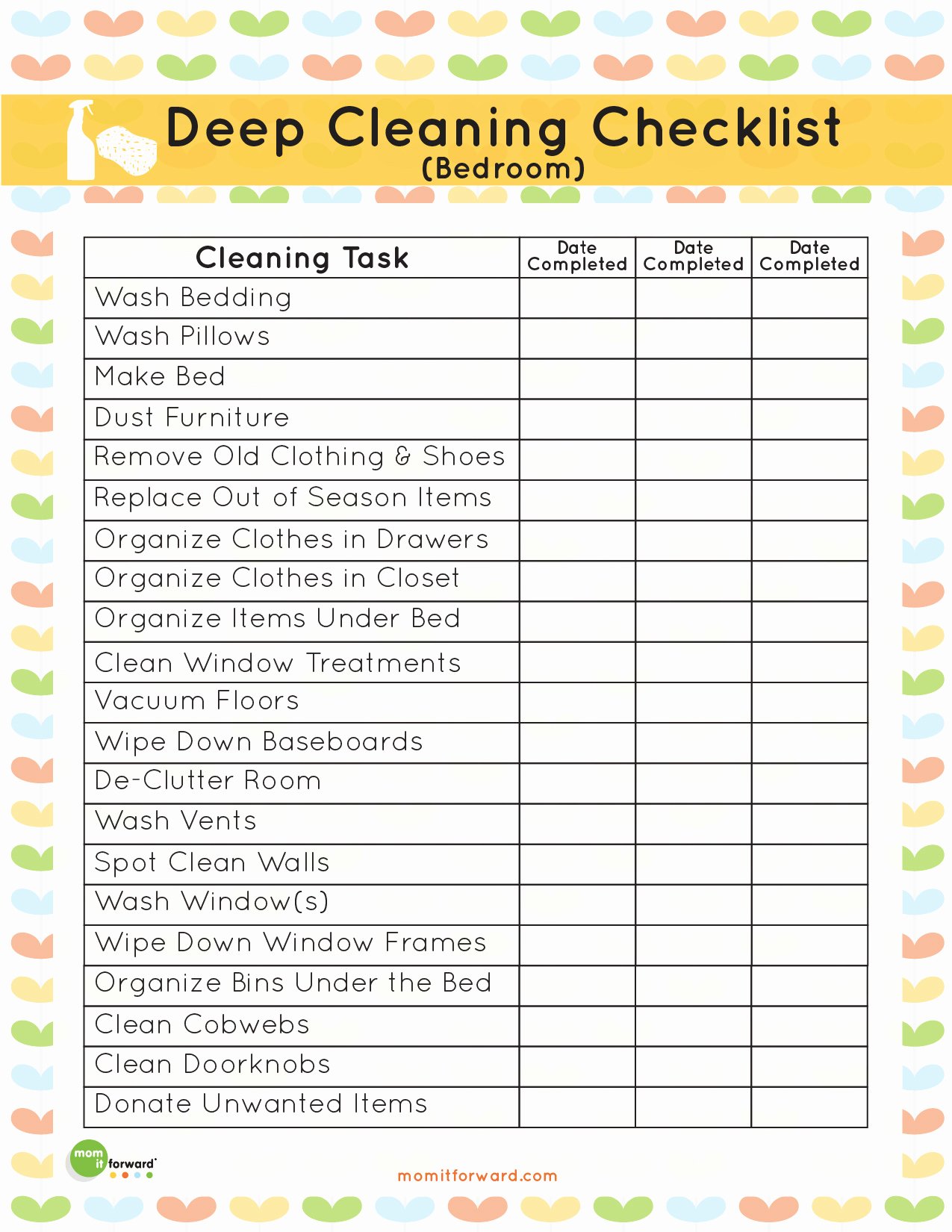 Deep Cleaning Checklist Template Lovely organization Deep Cleaning Your Bedroom Mom It forward
