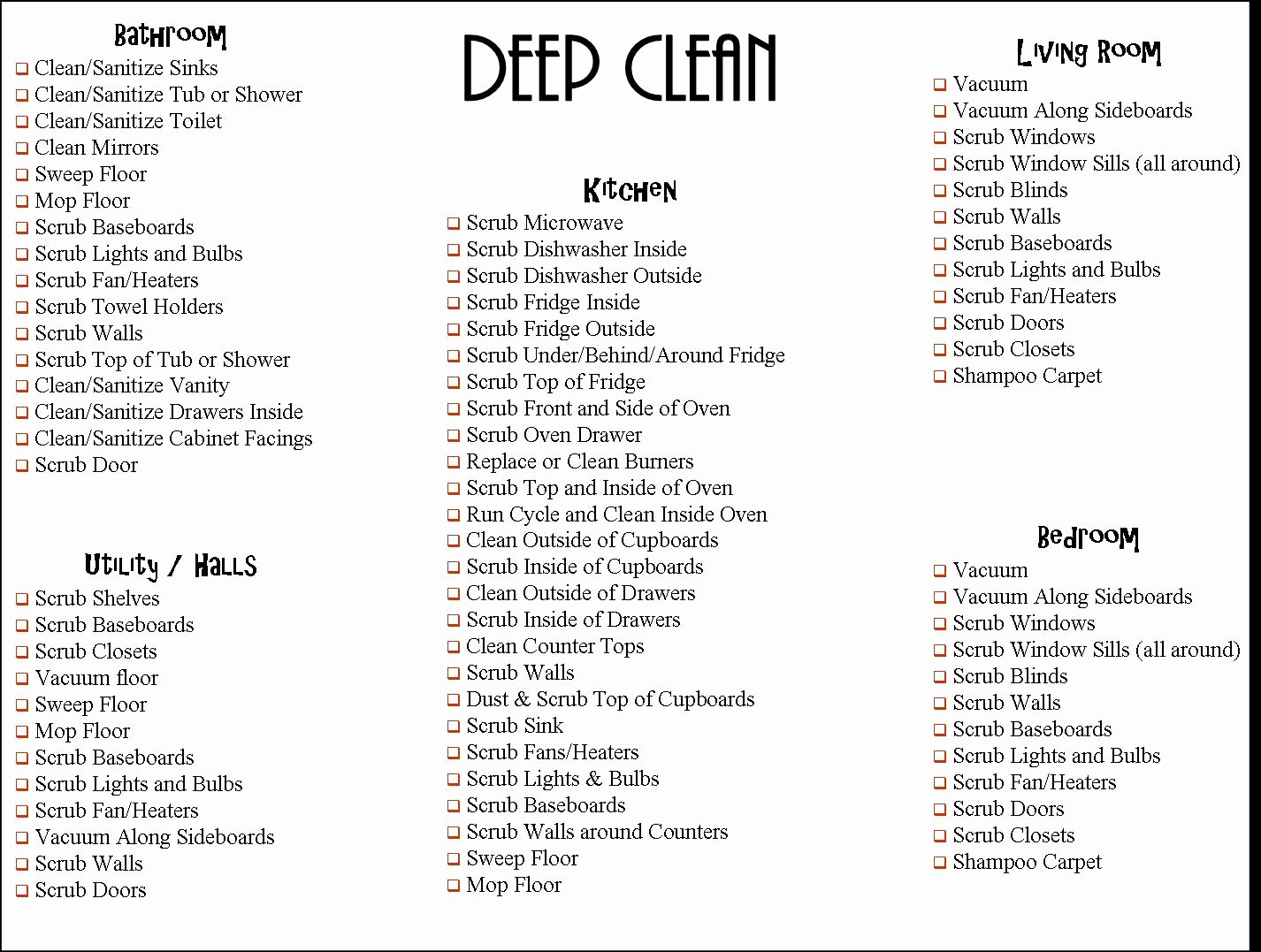 Deep Cleaning Checklist Template Unique Oddible Sublime Confessions Of A Housewife