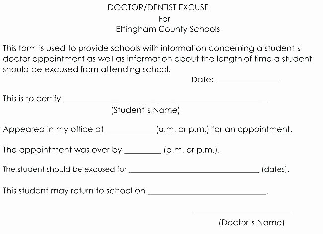 Dental Excuse Letter Template Elegant Dr Appointment Excuse Letter – Arianet
