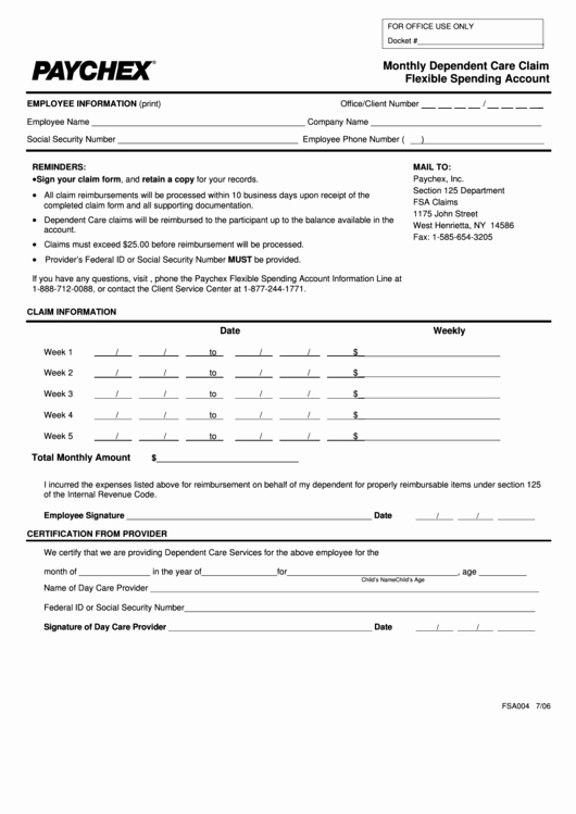  Dependent Care Fsa Receipt Template 