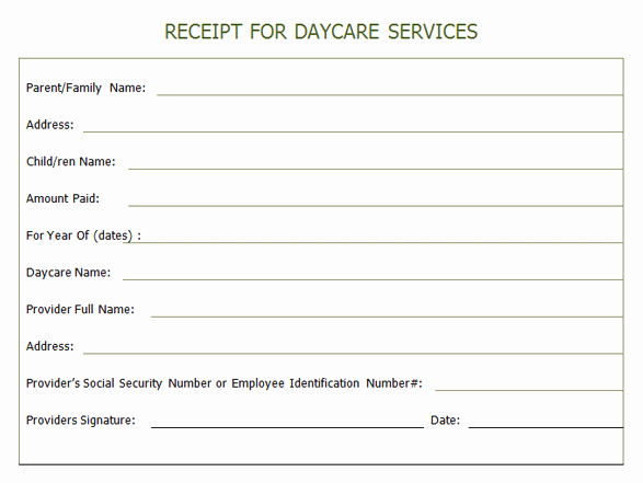 Dependent Care Fsa Receipt Template Elegant Receipt for Year End Daycare Services