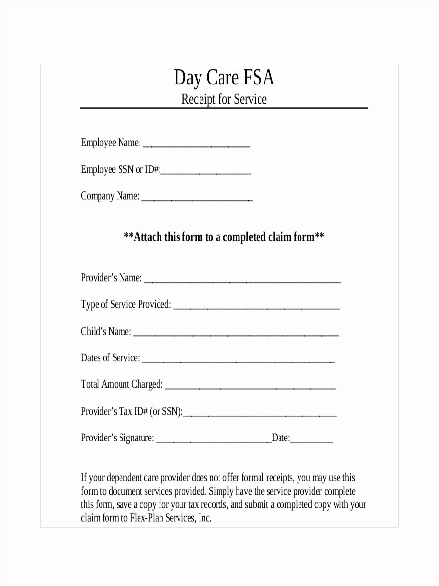 Dependent Care Fsa Receipt Template New 8 Daycare Receipt Examples &amp; Samples
