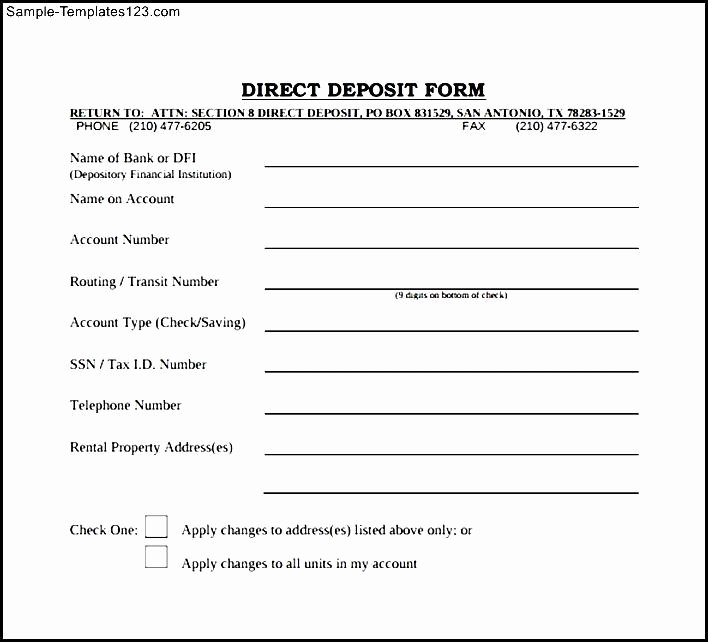 Direct Deposit Authorization form Template Fresh Generic Direct Deposit form