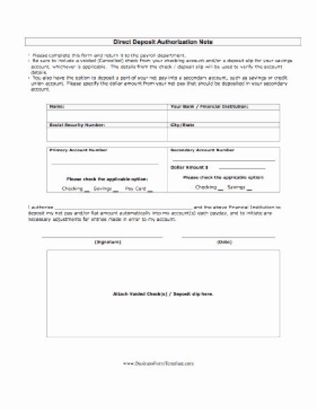 Direct Deposit Authorization form Template Luxury 5 Direct Deposit form Templates Excel Xlts