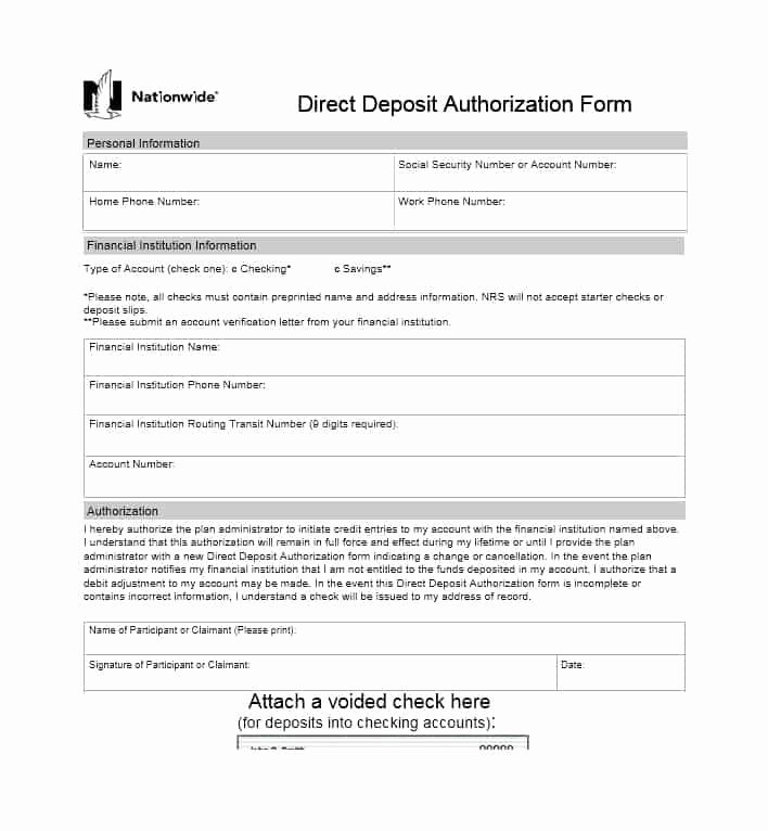 Direct Deposit Authorization form Template Unique 47 Direct Deposit Authorization form Templates Template