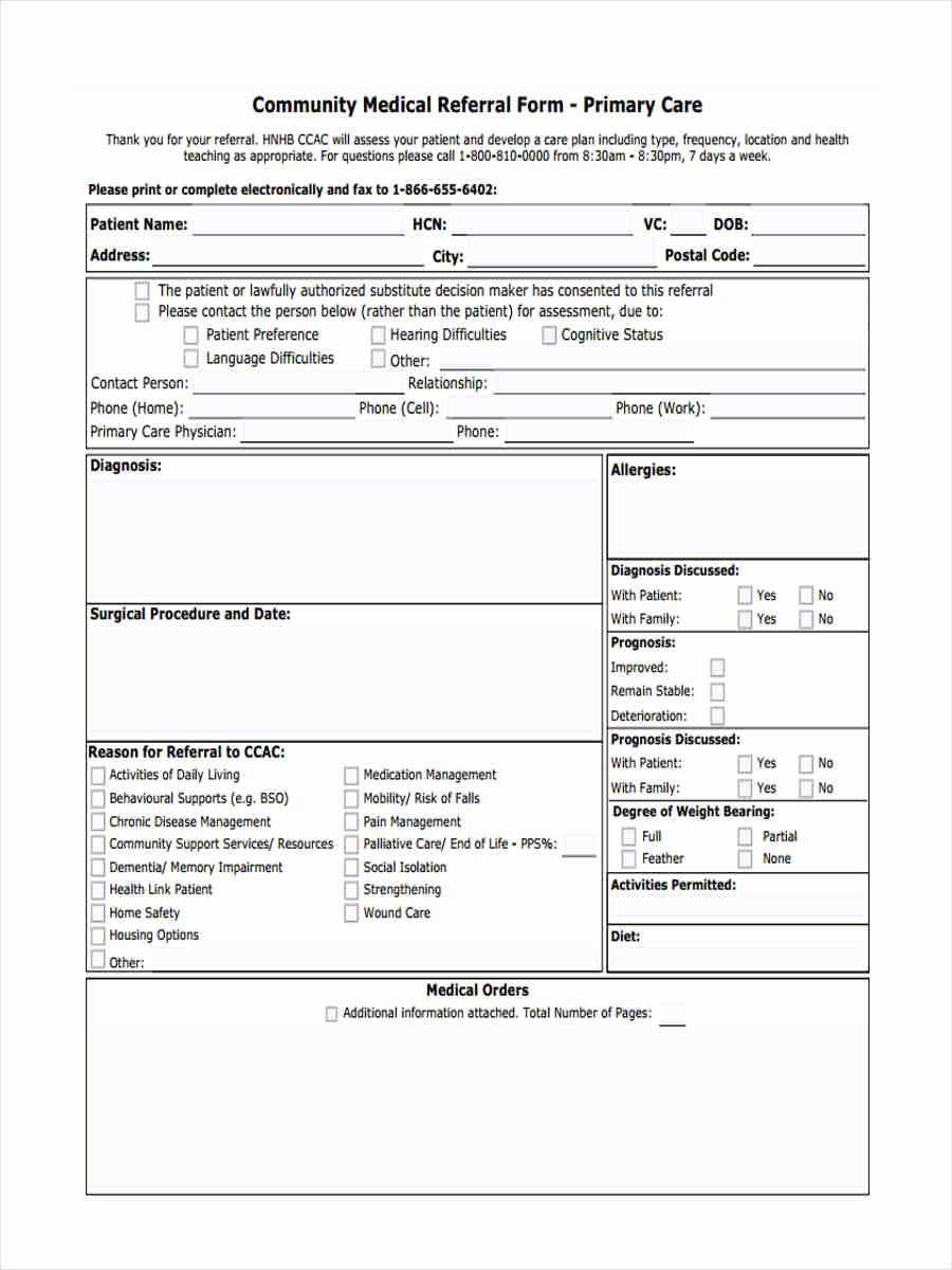 Doctor Referral form Template Awesome 8 Medical Referral form Samples Free Sample Example