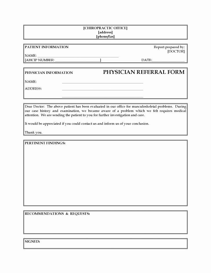 Doctor Referral form Template Awesome form Medical Referral form
