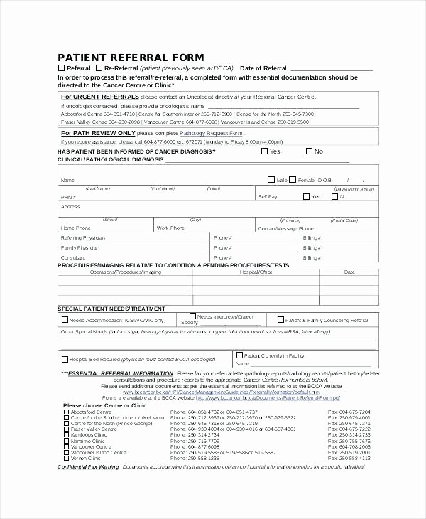 Doctor Referral form Template Fresh Patient Referral form Template Referral Template Sample