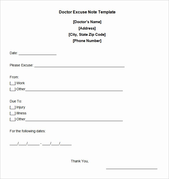 Doctors Notes for Work Template Awesome 22 Doctors Note Templates Free Sample Example format