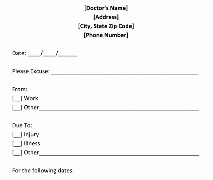 Doctors Notes for Work Template Awesome Free Printable Doctors Note Template Pdf