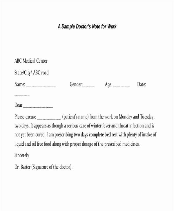 Doctors Notes for Work Template Fresh 34 Free Doctors Note Templates