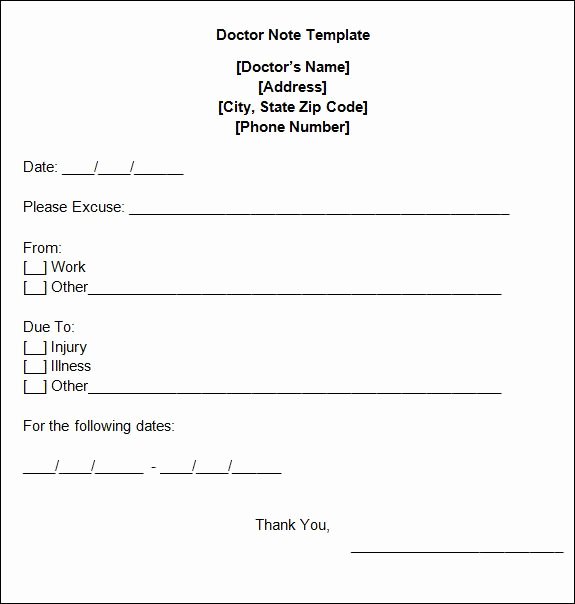 Doctors Notes for Work Template Fresh Free Doctors Note Template C O L L E G E