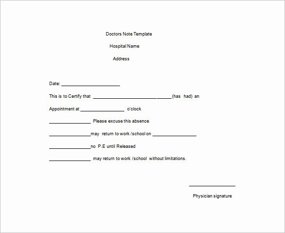 Doctors Notes for Work Template Inspirational 9 Doctor Note Templates for Work Pdf Doc