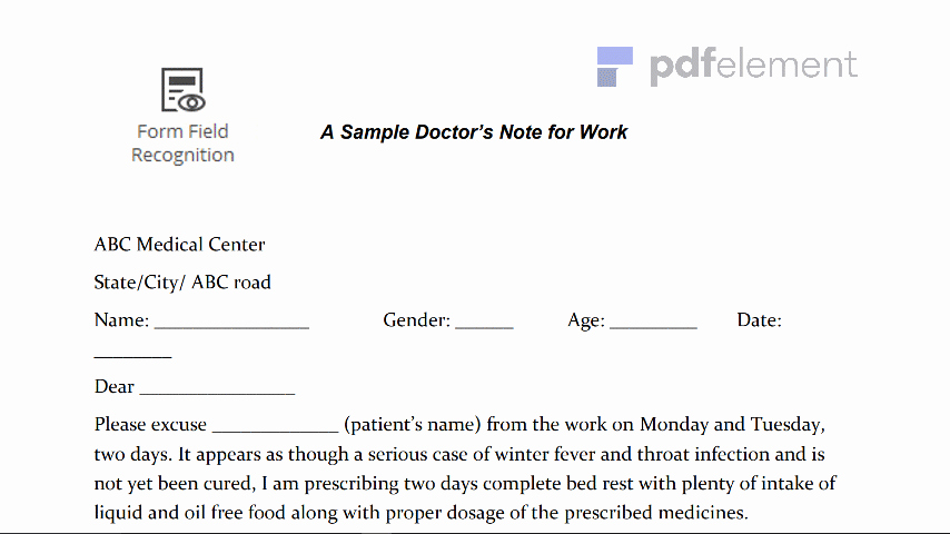Doctors Notes for Work Template Inspirational Doctors Note for Work Template Download Create Fill and