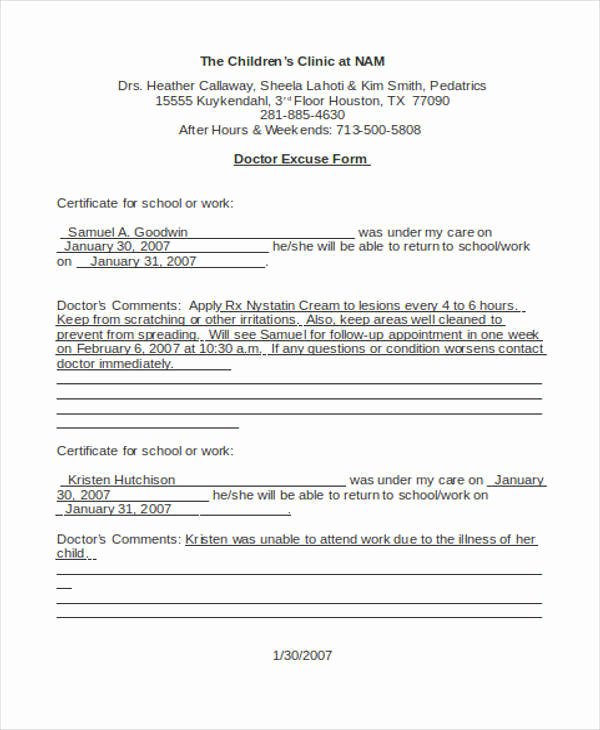 Doctors Notes for Work Template New 25 Doctor Notes In Word