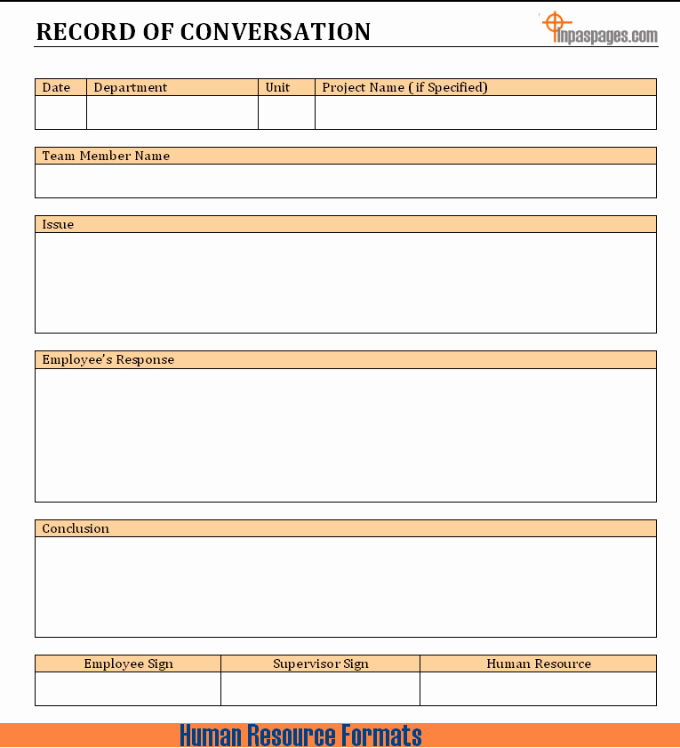 Documenting Employee Performance Template New Documentation forms to Record Conversations to
