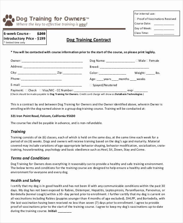 Dog Training Contract Template Beautiful 8 Training Contract Samples &amp; Templates