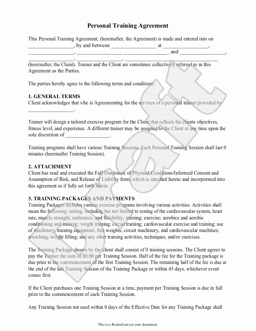 Dog Training Contract Template Best Of Personal Trainer forms Personal Training Contract