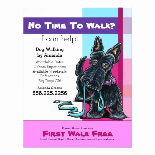 Dog Walking Flyer Template Awesome Dog Walker Scottie Plaid Discount Coupon Ad Flyer Design