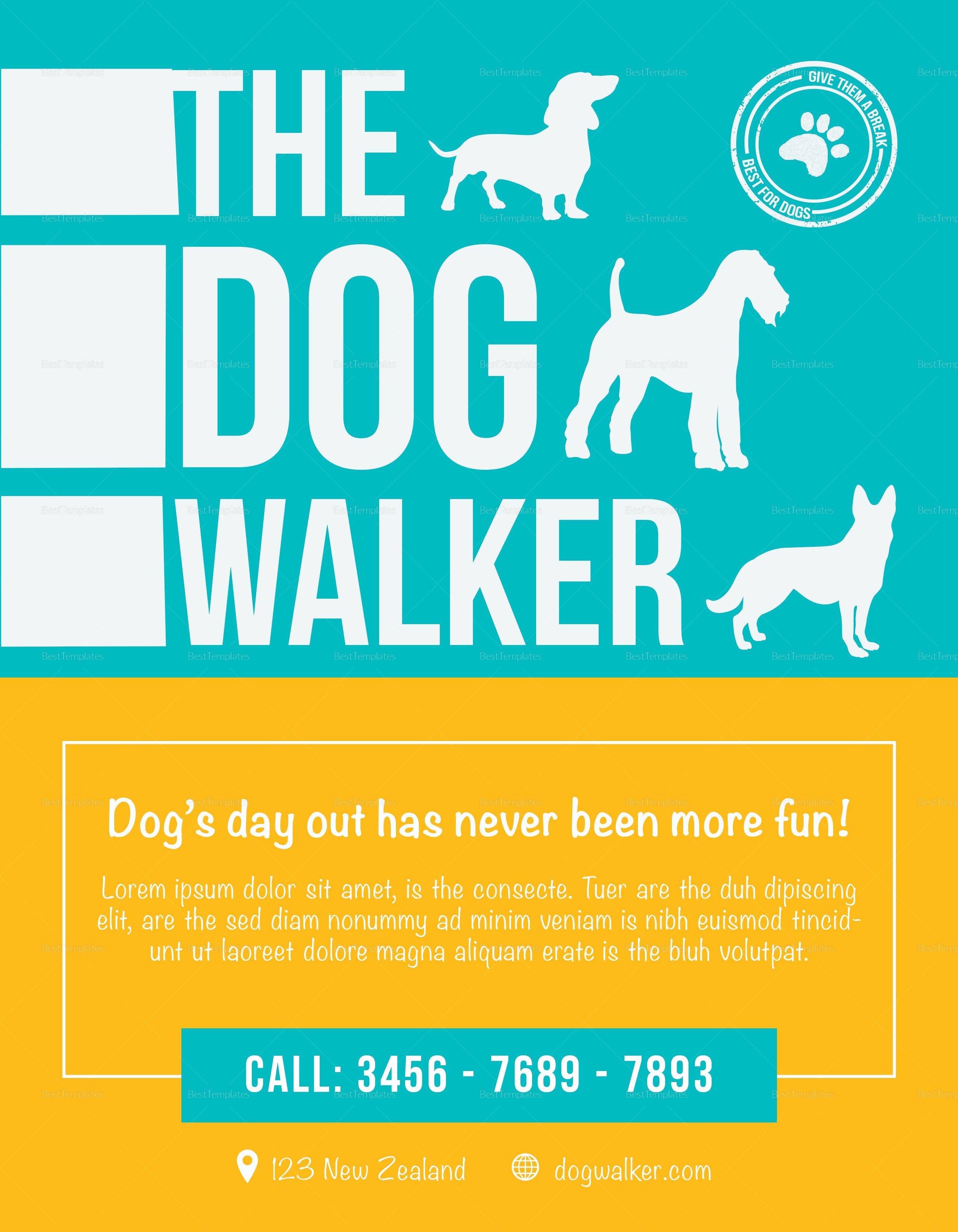 Dog Walking Flyer Template Beautiful Dog Walker Flyer Design Template In Psd Word Publisher