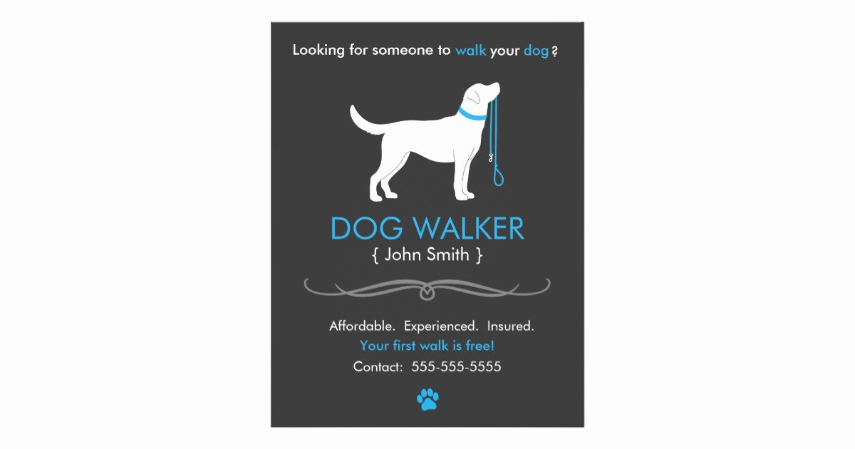 Dog Walking Flyer Template Fresh Dog Walker Walking Business Flyer Template